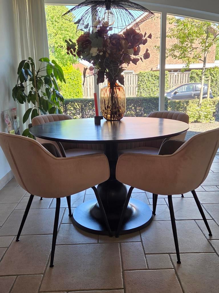 Woood Premium Blanco Eettafel Zwart, Huis en Inrichting, Tafels | Eettafels, Ophalen, Gebruikt, Modern, industrieel, Rond