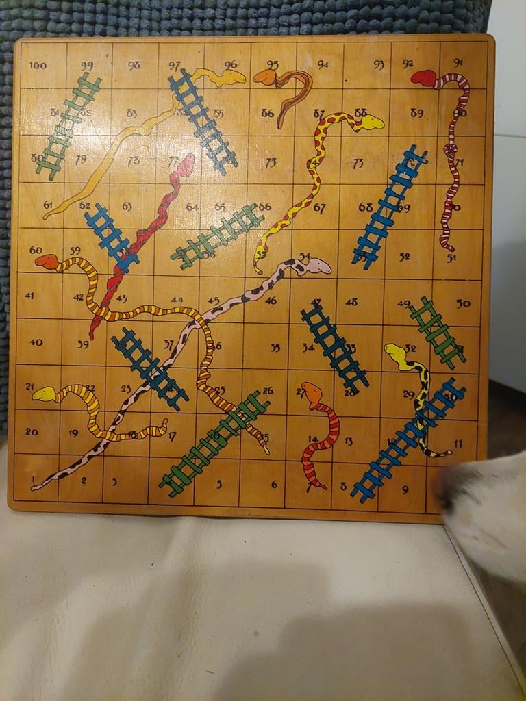 Vintage Janbibejan Slangen en Ladders Bordspel, Ophalen of Verzenden, Gebruikt