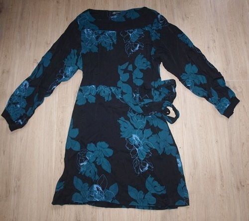 Didi Zwarte Jurk met Bloemprint (M), Maat 38/40 (M), Zwart, Didi, Ophalen of Verzenden