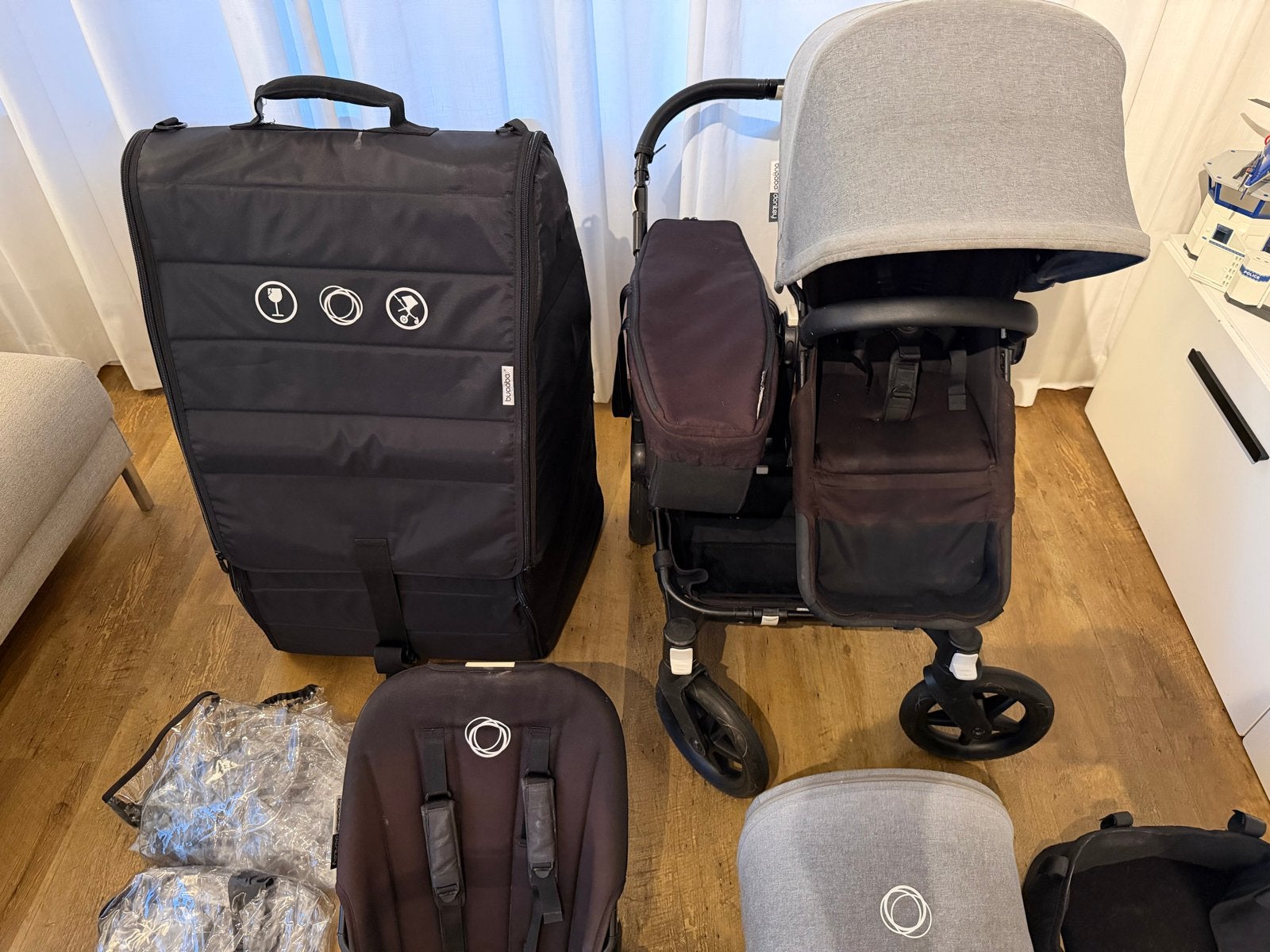 Bugaboo Donkey Duo 2 met veel extra's zelfs met reistas, Ophalen, Gebruikt, Combiwagen, Duowagen