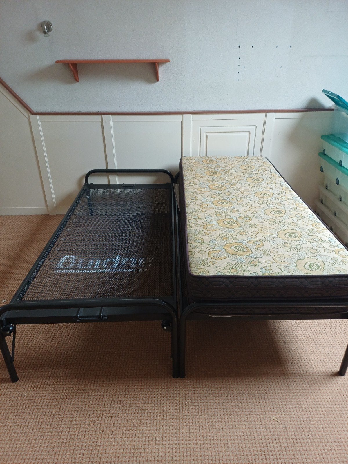 Auping bed met matras 2x 1 persoons, Huis en Inrichting, Ophalen, Gebruikt, Eenpersoons, Zwart