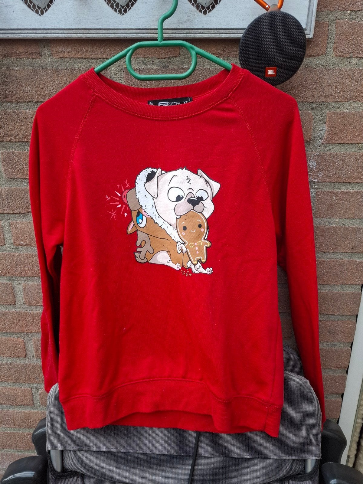 Rode FB Sister trui met kerstprint - Maat XS, Kleding | Dames, Ophalen of Verzenden, Zo goed als nieuw, Maat 34 (XS) of kleiner