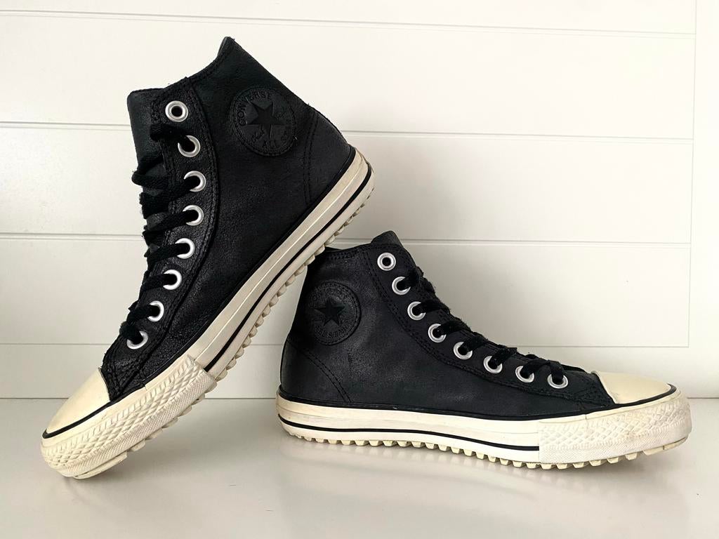 Converse All Star Chuck Taylor Hoge Sneakers Leer Zwart 42, Ophalen of Verzenden, Gedragen, Zwart, Sneakers of Gympen