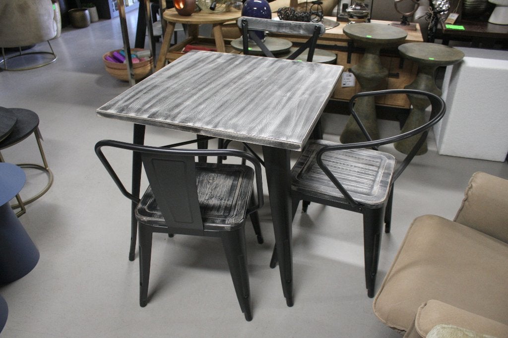 Partij tafels + stoelen Tolix metaal hout horeca kantoor, Ophalen, Zwart, Nieuw, Vijf, Zes of meer stoelen