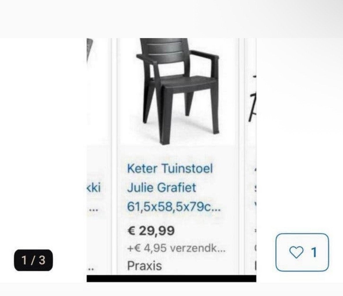 Nieuwe Keter Tuinstoel Julie Grafiet prijs per stuk, Ophalen, Nieuw, Kunststof, Stapelbaar