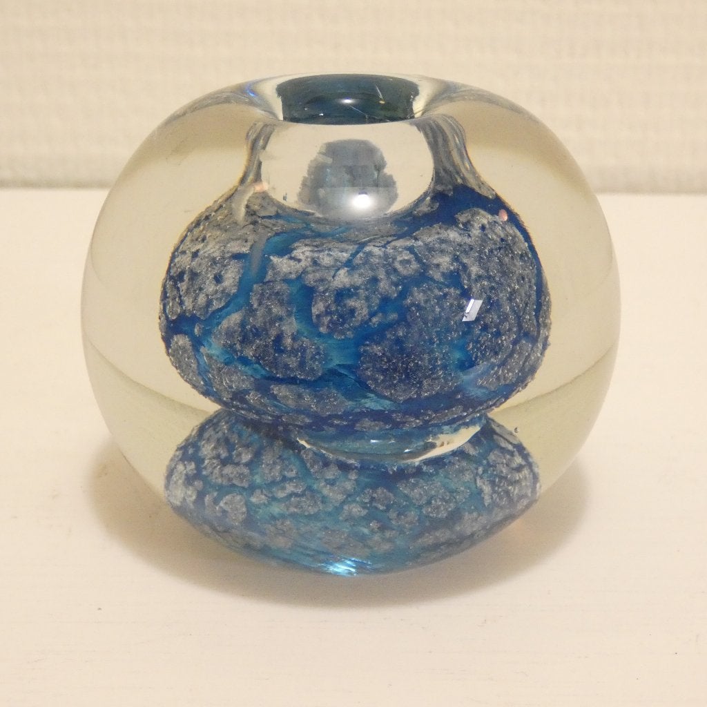 Presse Papier - bol - blauw geschikt voor kaars [2099-A], Antiek en Kunst, Antiek | Glas en Kristal, Ophalen of Verzenden