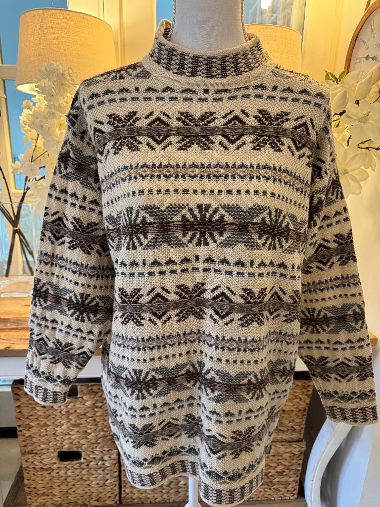 Beige-Grijs-Bruine trui 38/M, lamswol/polyamide., Kleding | Dames, Truien en Vesten, Verzenden, Zo goed als nieuw, Maat 38/40 (M)