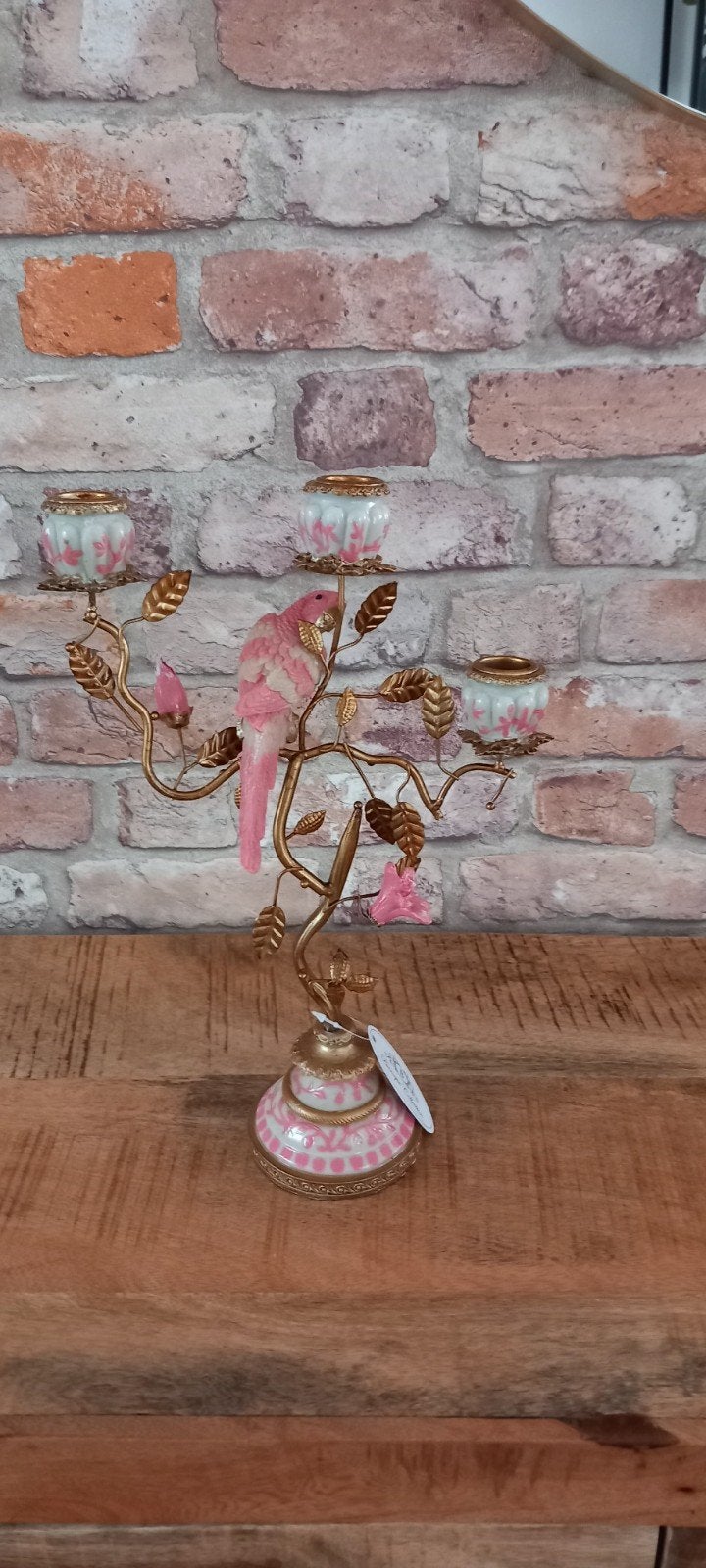 Baroque Collection:Grote 31cm Papegaai Vogel Kandelaar, Ophalen of Verzenden, Nieuw, Dier
