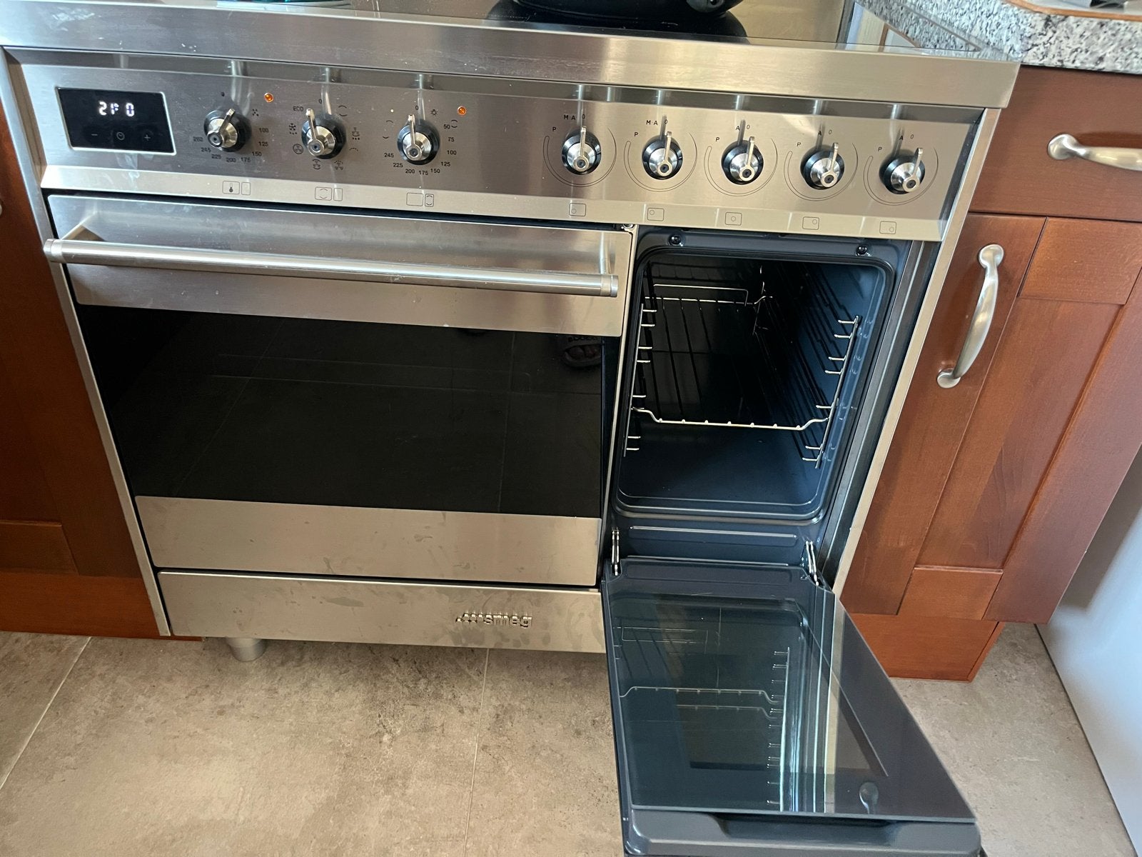 SMEG Fornuis met Dubbele Oven - Roestvrij Staal, Smeg, Oven, Hete lucht, Ophalen of Verzenden