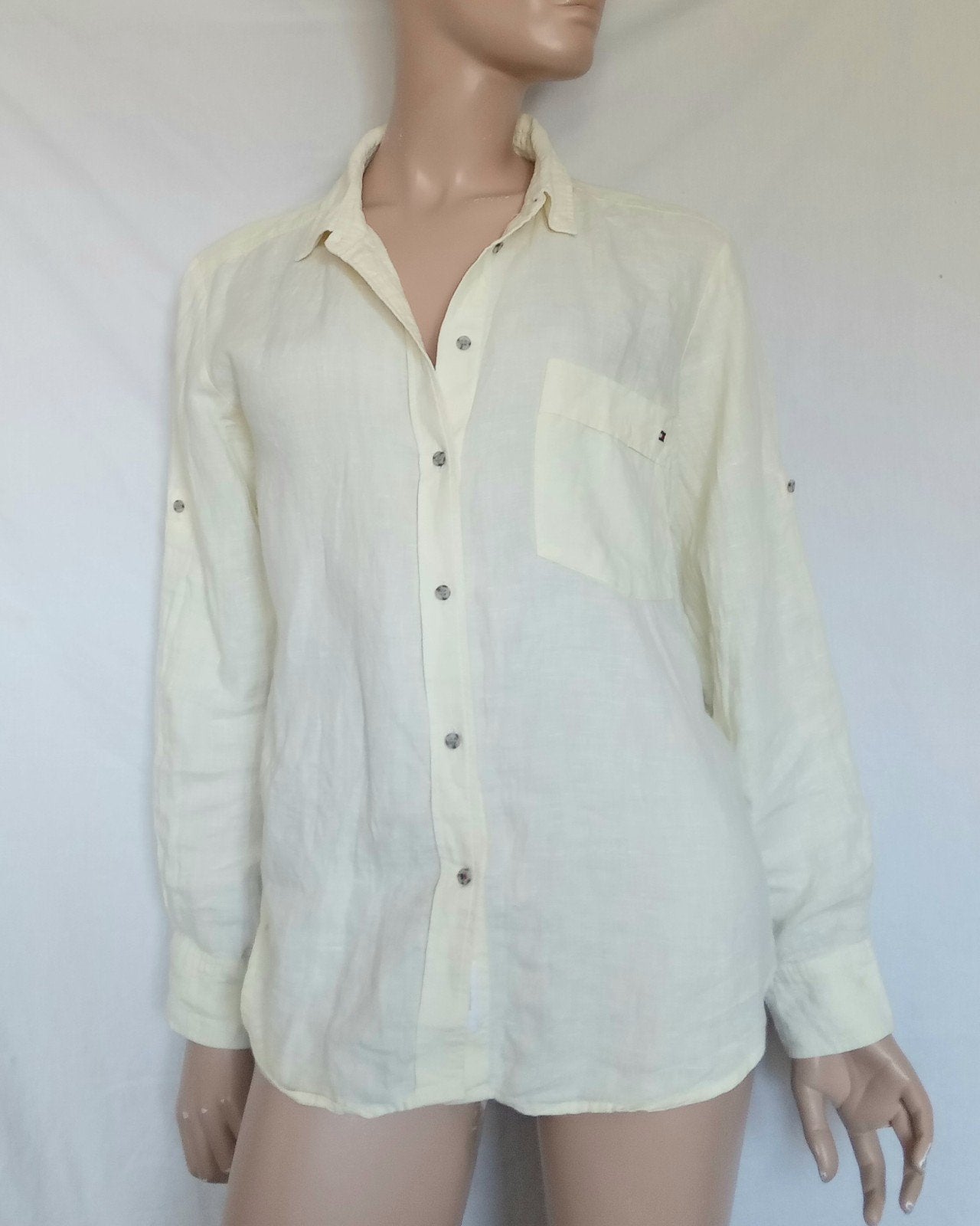 TOMMY HILFIGER LINNEN Blouse , Maat 38 - 40, Kleding | Dames, Blouses en Tunieken, Ophalen of Verzenden, Zo goed als nieuw, Maat 38/40 (M)