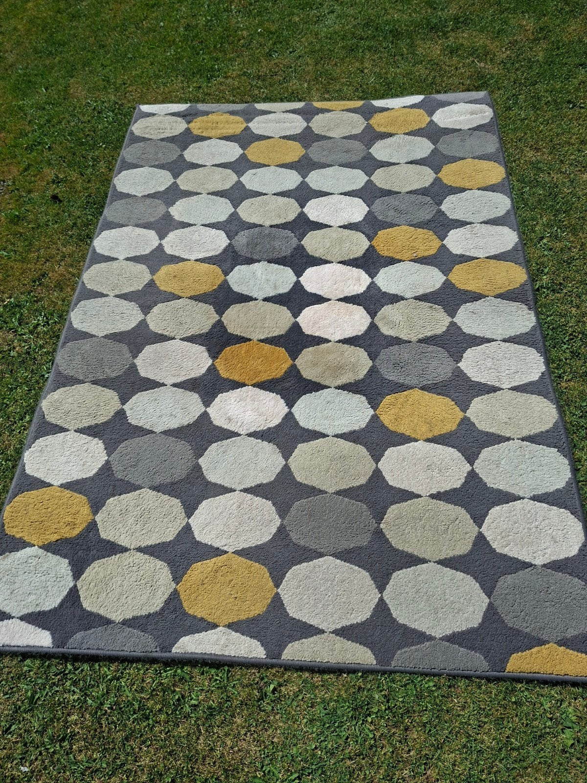 Ikea TORRILD vloerkleed met geometrisch patroon, Grijs, Gebruikt, 100 tot 150 cm, Ophalen of Verzenden