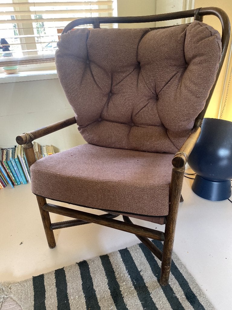 Vintage rotan oorfauteuil – vermoedelijk Rohé, Antiek en Kunst, Ophalen of Verzenden