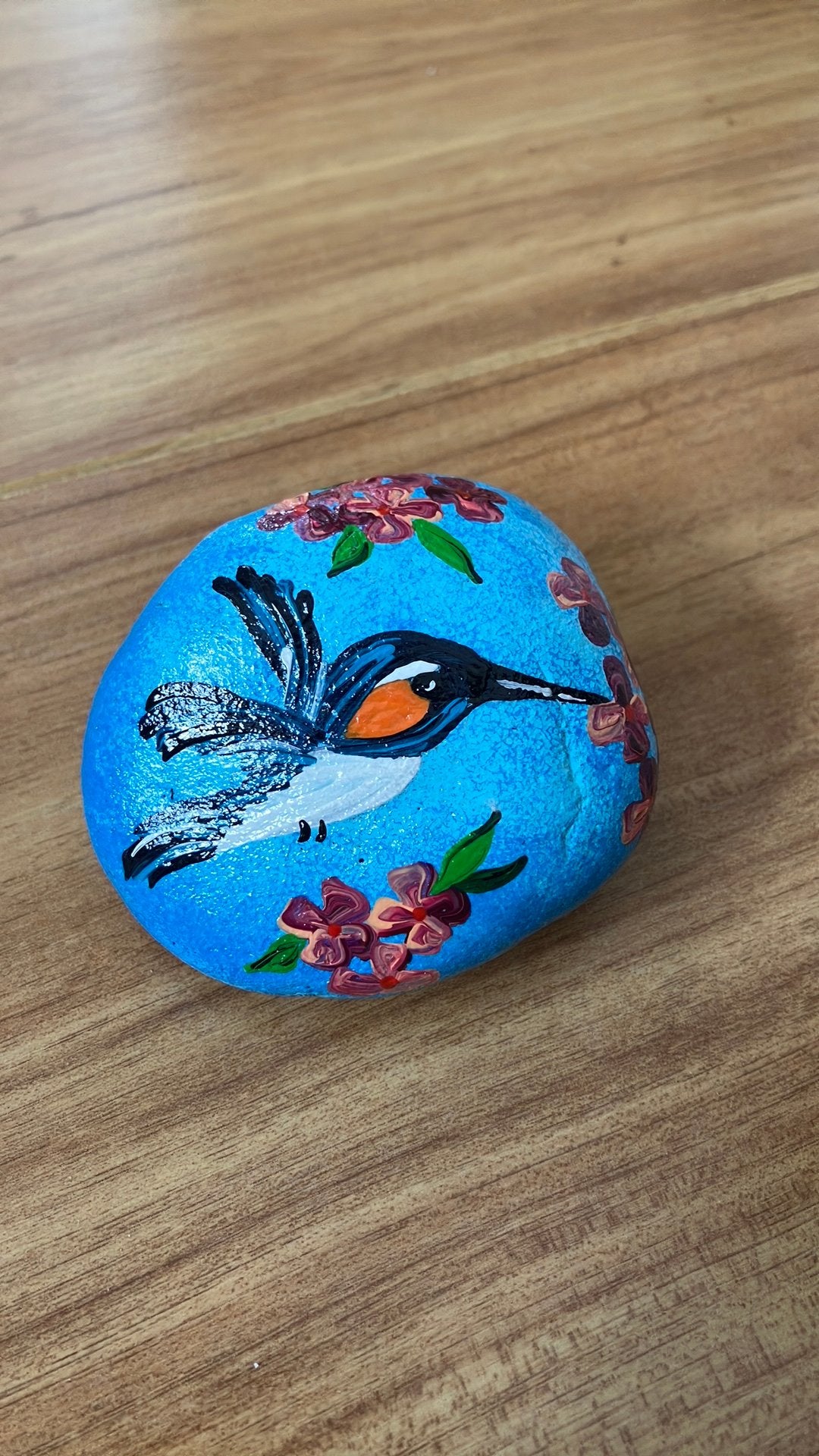 Hand beschilderde steen kolibri, Ophalen of Verzenden