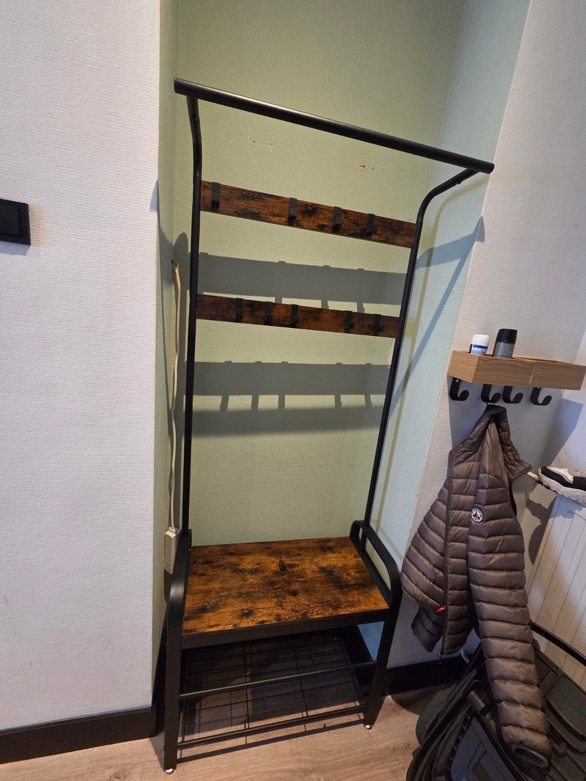 Kapstok met schoenenrek, Huis en Inrichting, Woonaccessoires | Kapstokken, Ophalen, Zo goed als nieuw, Metaal, Staande kapstok