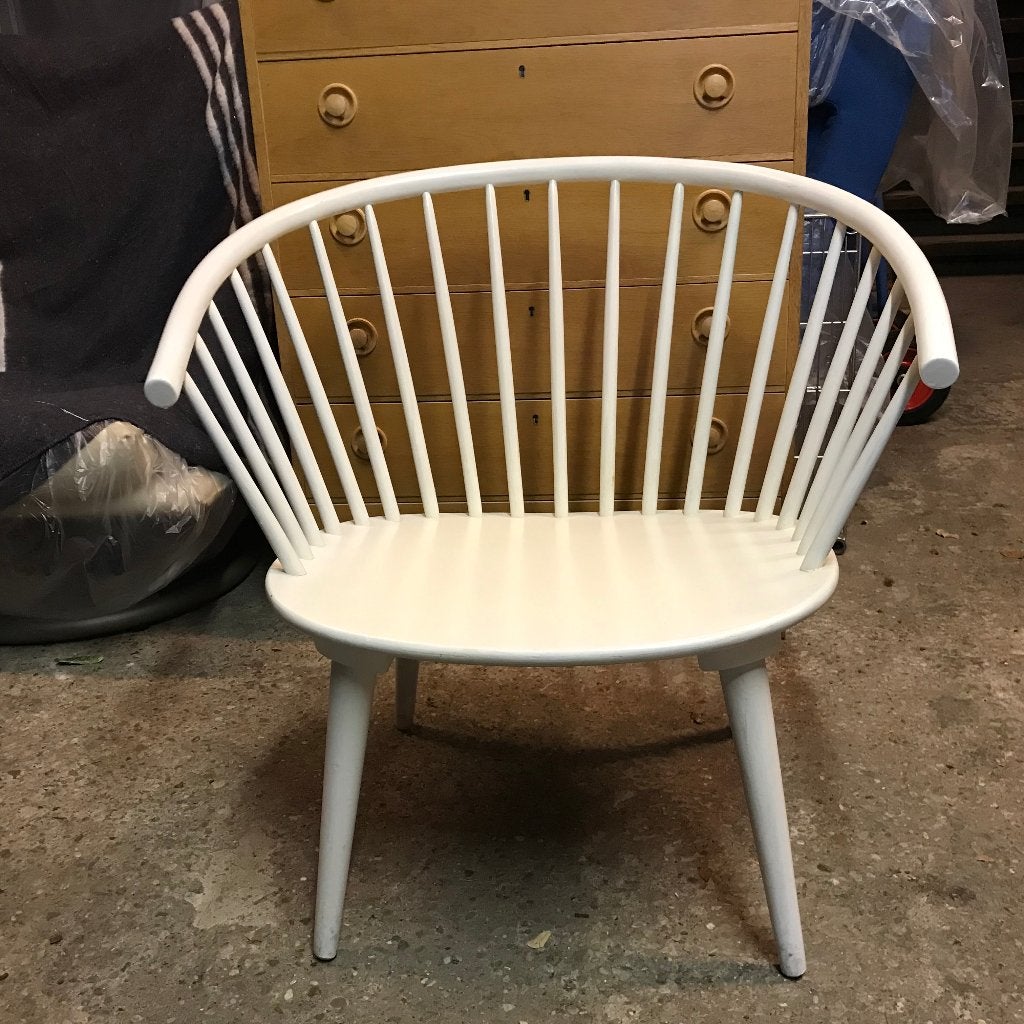 Spijlenstoel stoel fauteuil Eker Gillis Lundgren wit vintage, Ophalen of Verzenden, Nvt, Nvt, Nvt