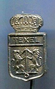 TEXEL zilverkleurig stadswapen sspeldje ( U_101 ), Verzenden, Zo goed als nieuw, Stad of Land, Speldje of Pin