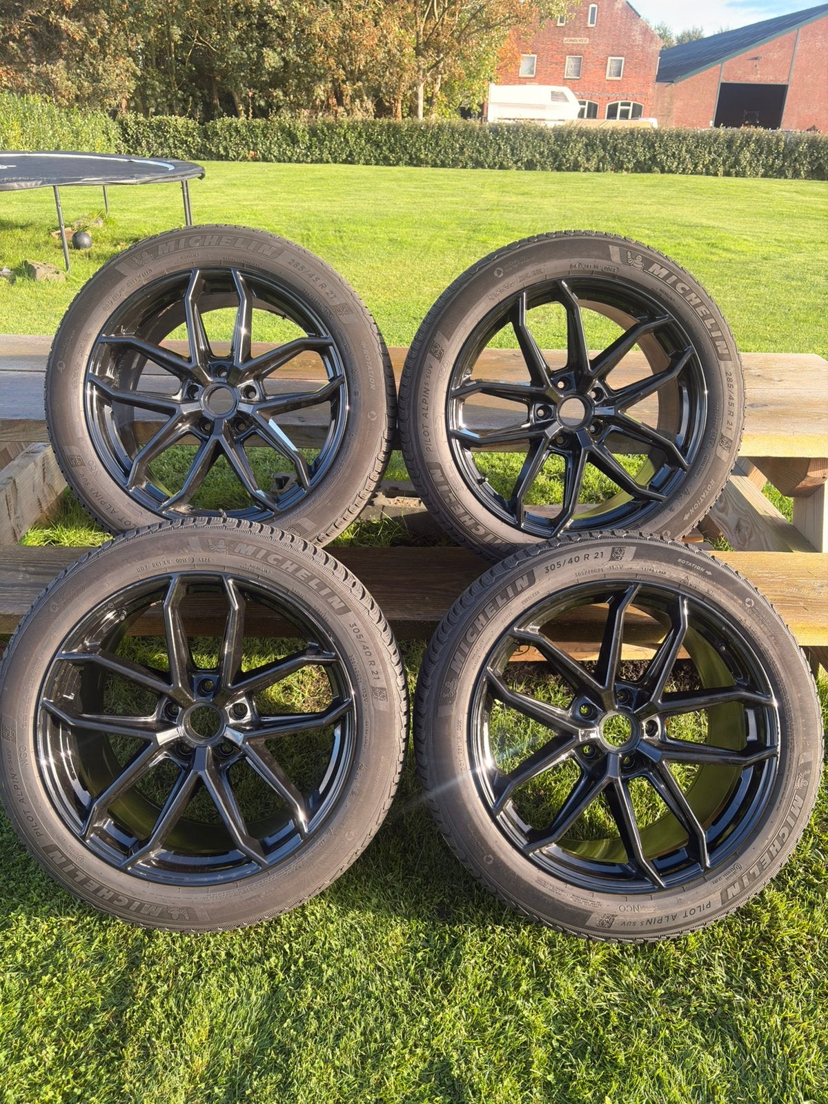 Porsche Cayenne 21" velgen + nieuwe Michelin winterbanden, Ophalen, Gebruikt, 285 mm, Banden en Velgen