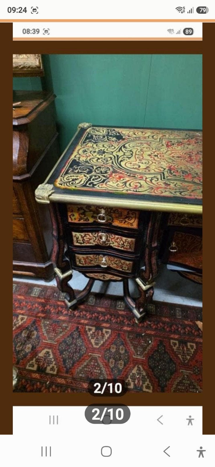 Grote boulle tafel/bureau, Ophalen