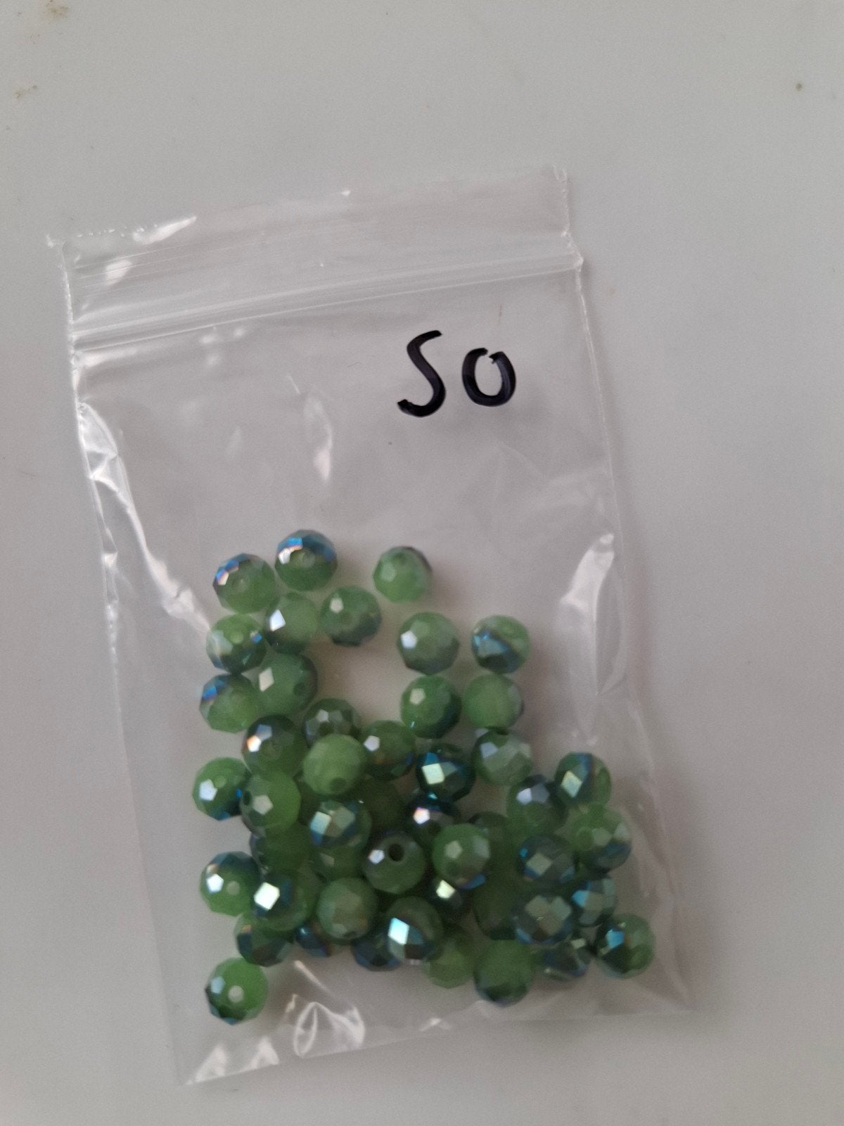 50 stuks 5 mm facet glaskralen groen kralen partij, Kraal, -, -, Nieuw