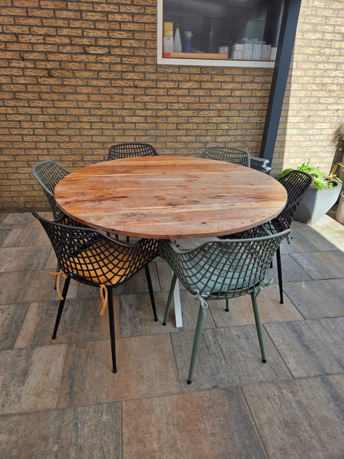Ronde tuintafel 150cm, Ophalen, Gebruikt, Rond, Hout