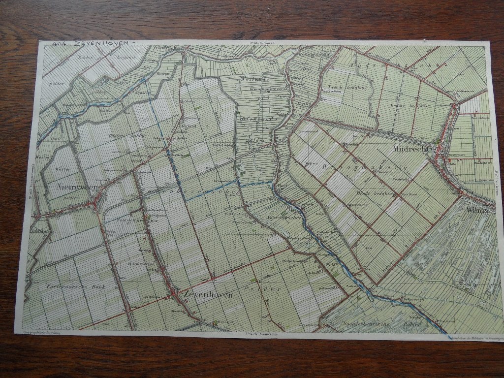mijdrecht  nieuwveen  zevenhoven 1880? stafkaart, Ophalen of Verzenden