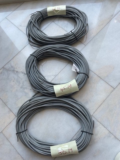 30 mtr en 2x45 mtr Grijze Instal.kabel 6 aderig +aarde draad, Ophalen of Verzenden, Gebruikt, Kabel of Snoer