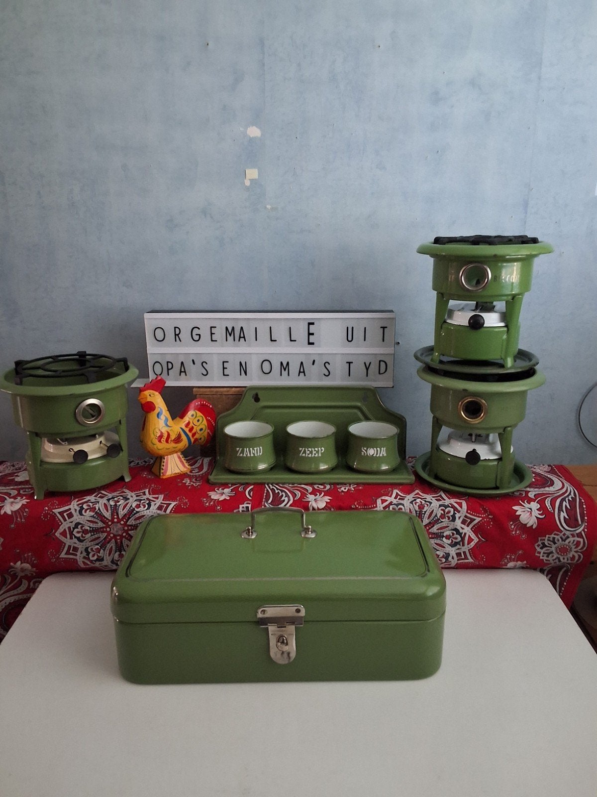 👌Orgn. resedagroen EMAILLE  uit OPA'S&OMA'S TIJD, Antiek en Kunst, Ophalen of Verzenden