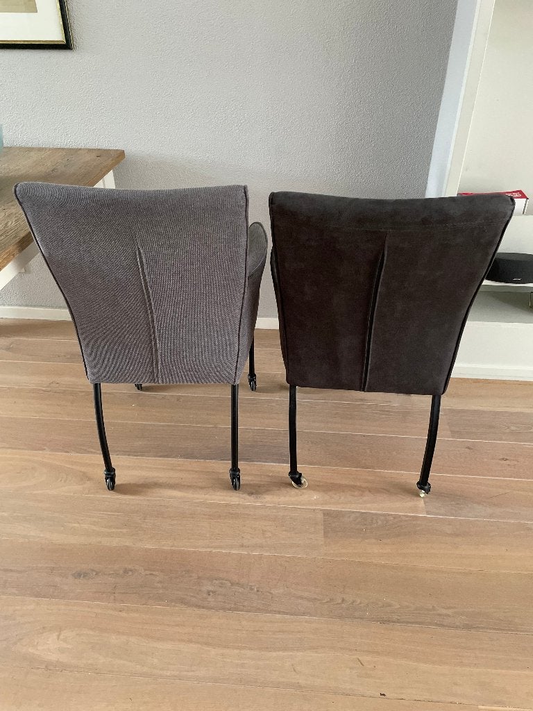 4 eetkamerstoelen op wieltjes, Huis en Inrichting, Stoelen, Ophalen, Zo goed als nieuw, Vier, Modern