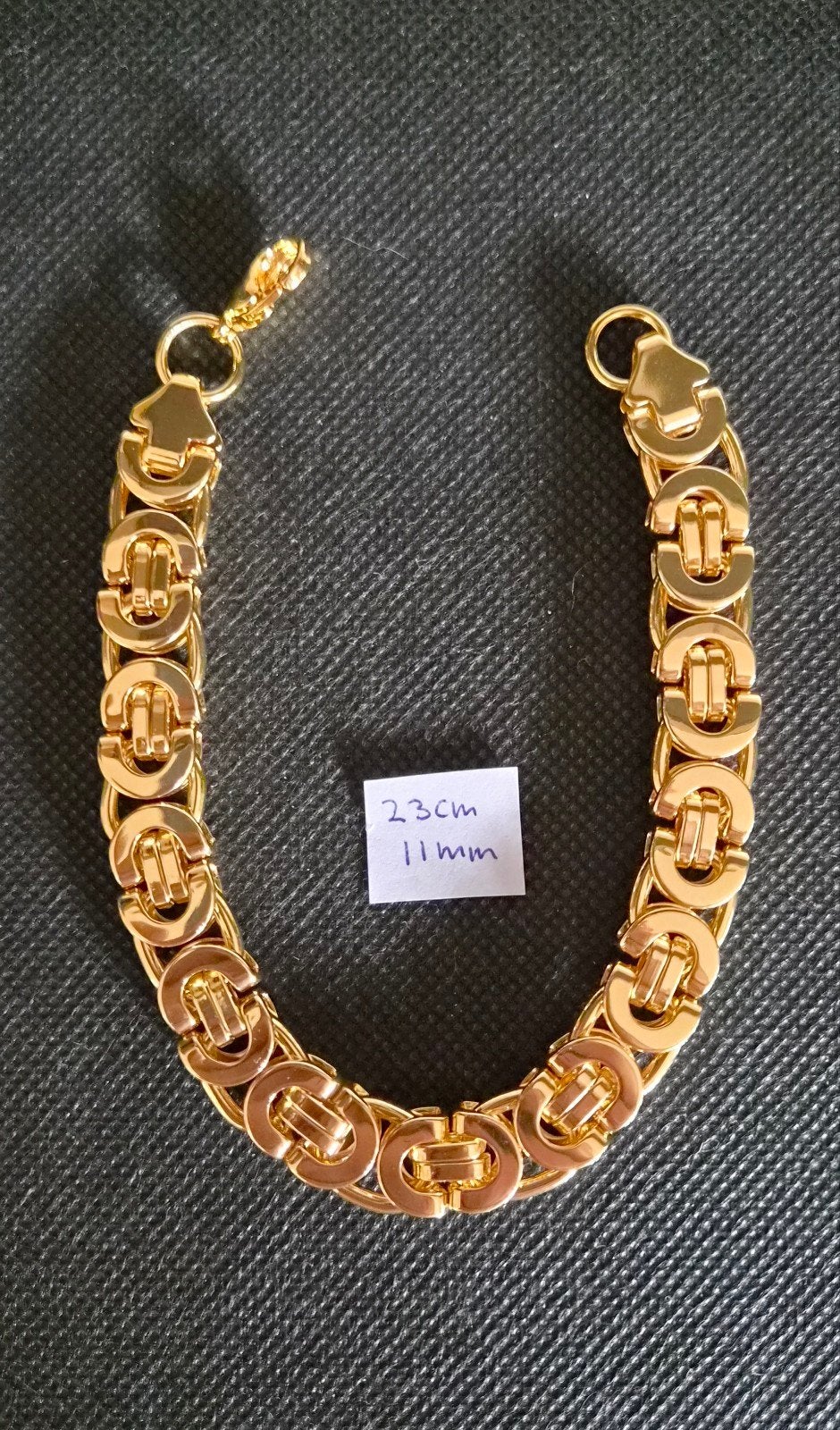 Stoere Koningsarmband 23cm 11mm, Sieraden, Tassen en Uiterlijk, Armbanden, Ophalen of Verzenden, Nieuw, Goud, Staal