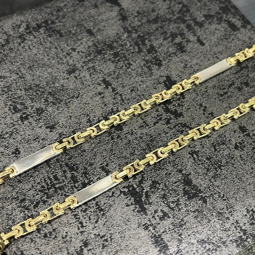 14k gouden ketting massief koningsschakel italy, Ophalen of Verzenden, Zo goed als nieuw, Goud