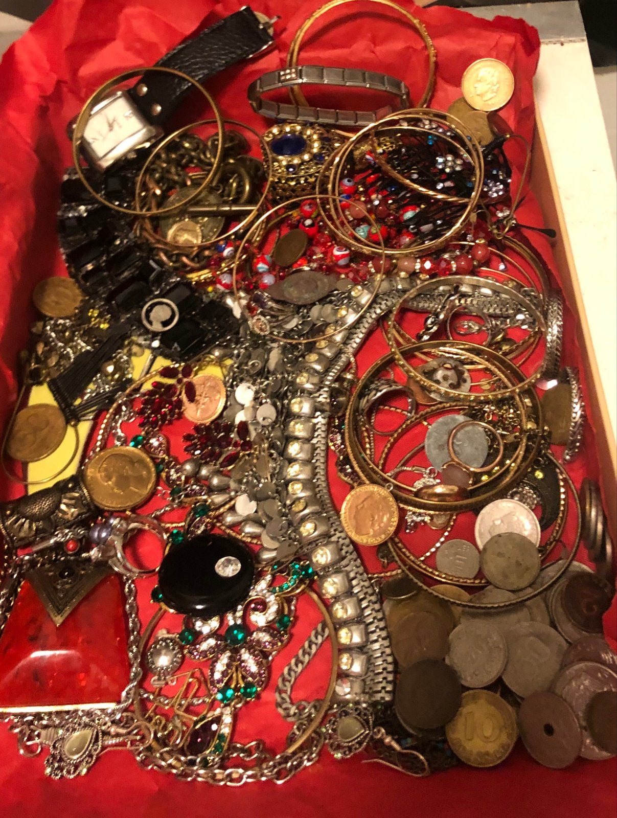 Prachtige oude sieraden en munten uit inboedel, Sieraden, Tassen en Uiterlijk, Ophalen, Zilver, Overige typen, Met edelsteen