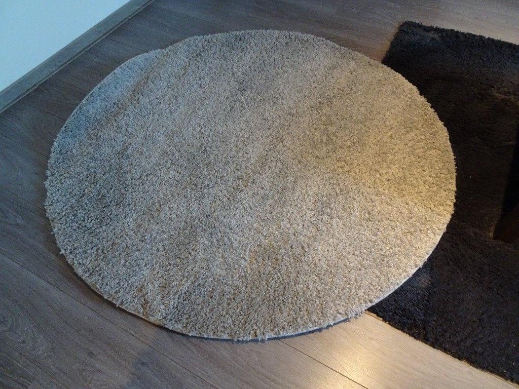Rond Hoogpolig Vloerkleed 160 cm Grijs | Zo Goed Als Nieuw |, Huis en Inrichting, Ophalen, Hoogpolig, 150 tot 200 cm, Rond