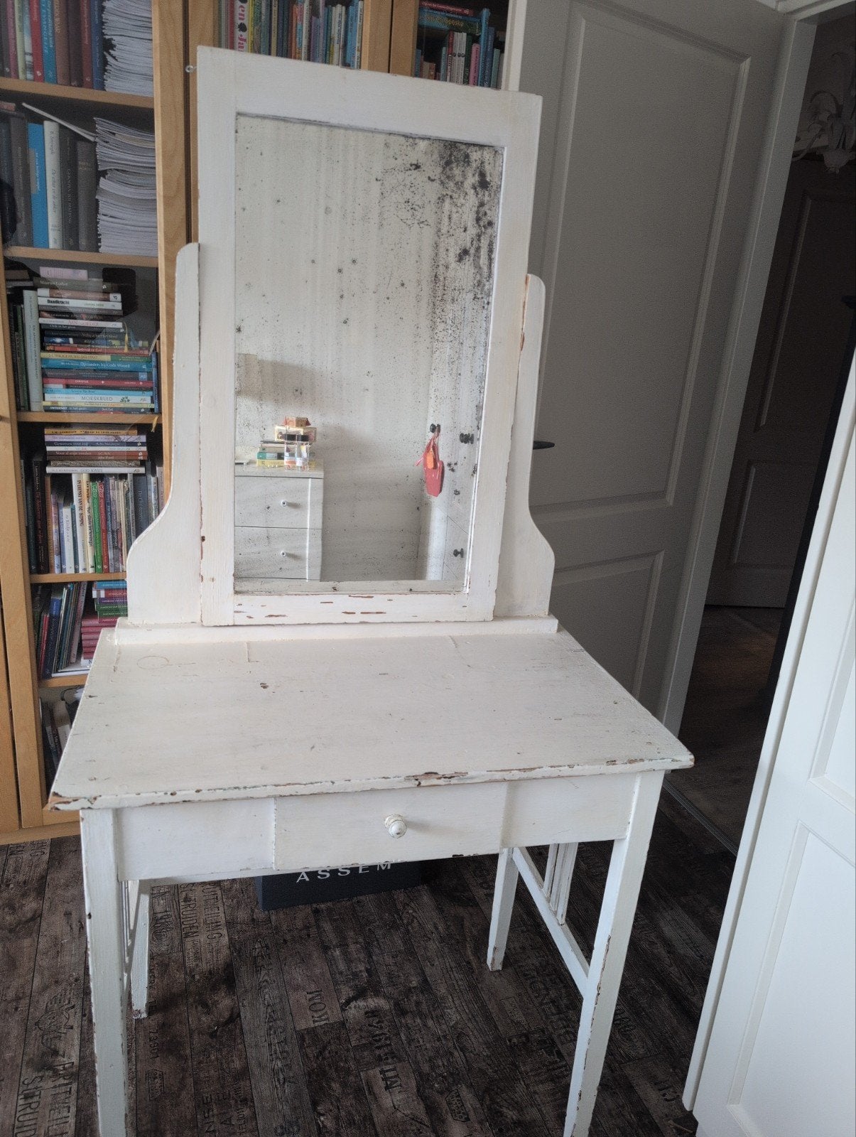Antieke kaptafel met spiegel - Wit, landelijke stijl, Ophalen