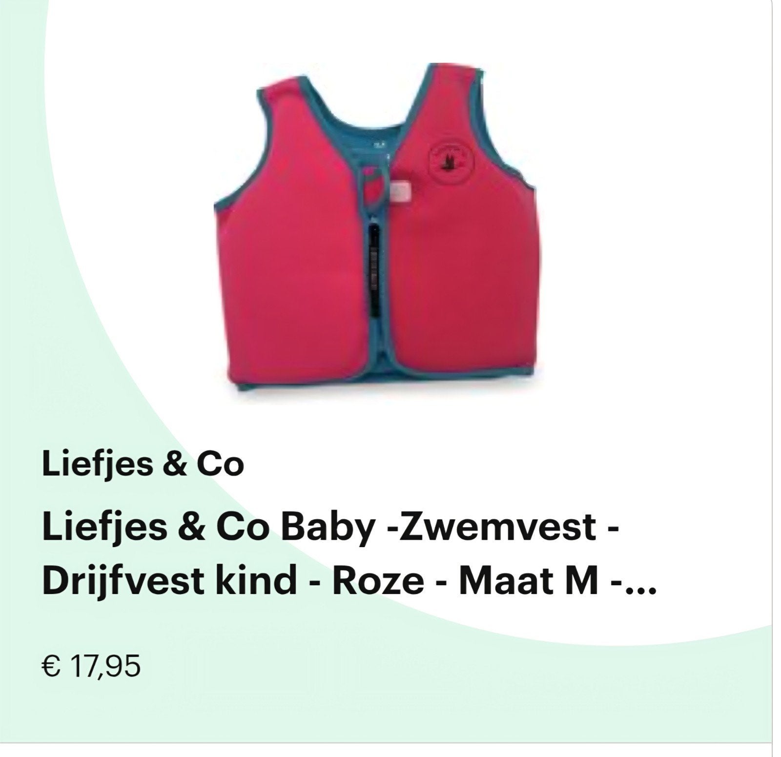 Liefjes & Co Baby Zwemvest/Drijfvest Roze Maat M, Ophalen of Verzenden, Nieuw