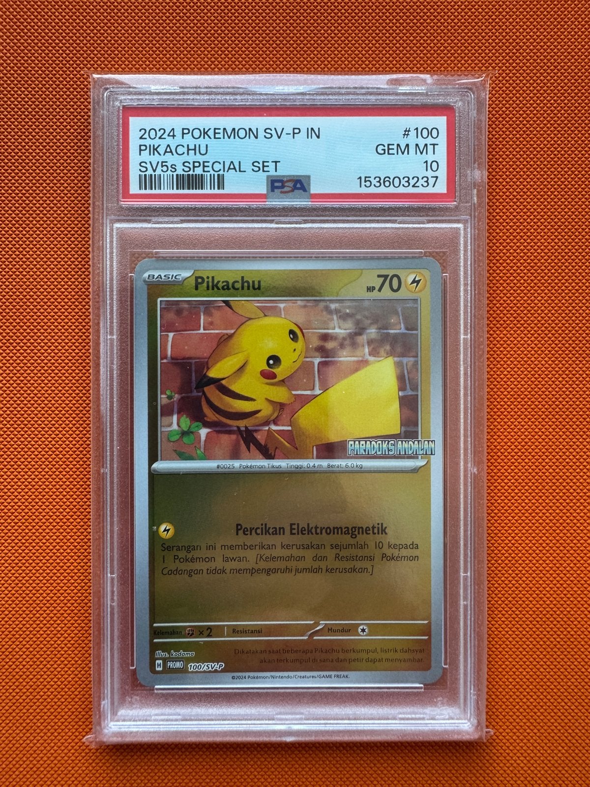 2024 Pokemon SV-P in Pikachu #100 GEM MT 10 PSA, Ophalen of Verzenden, Nieuw, Losse kaart