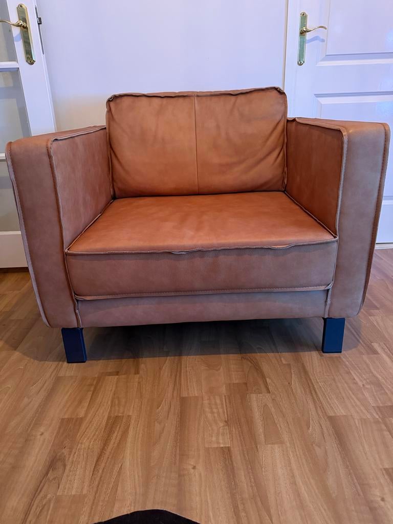 Walnut Anker fauteuil twee stuk, Ophalen of Verzenden, Zo goed als nieuw, Hout, 75 tot 100 cm