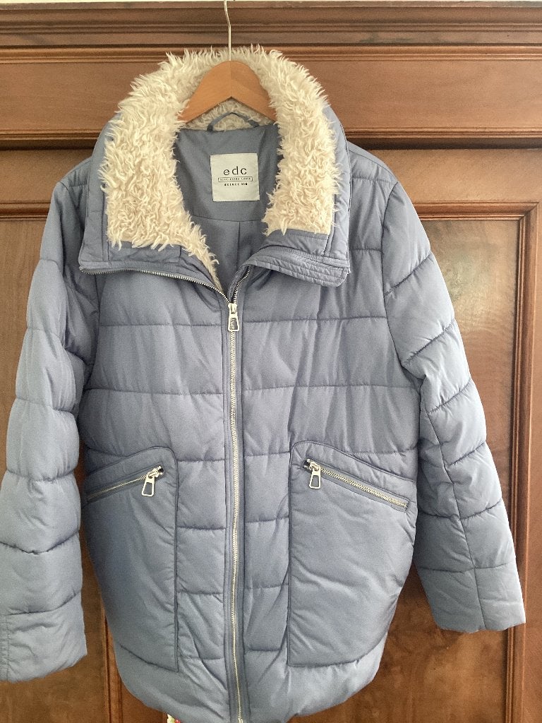 EDC by Esprit winterjas met teddy kraag - Maat xl, Blauw, Maat 46/48 (XL) of groter, Ophalen of Verzenden, EDC by Esprit