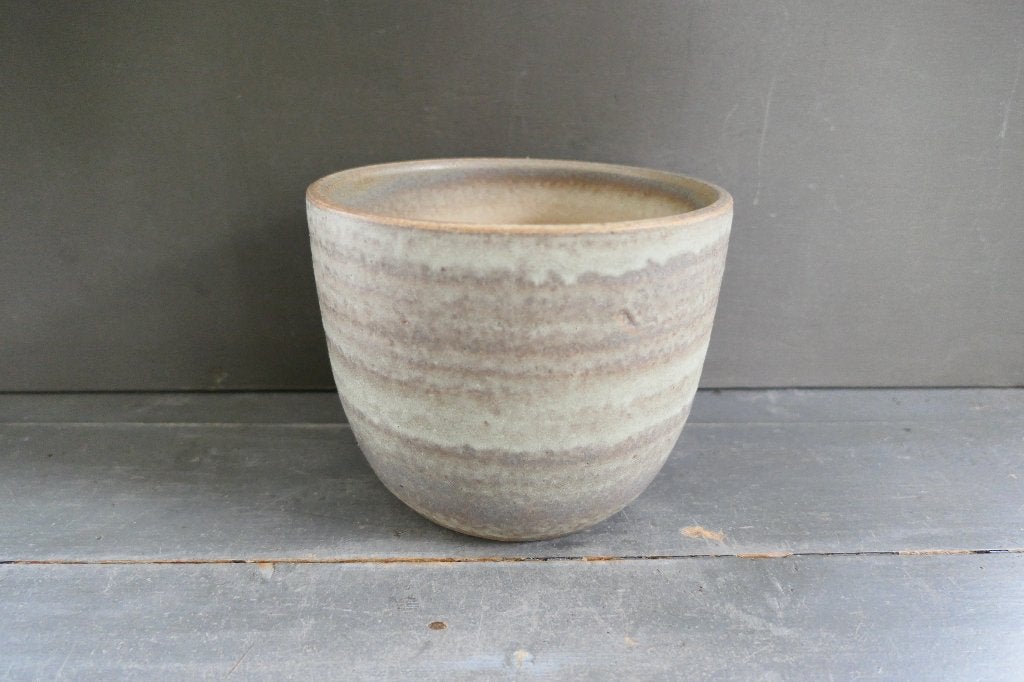 Vintage Ciro Keramiek Beesel zware bloempot mintgroen grijs, Verzenden, Rond, Binnen, Zo goed als nieuw