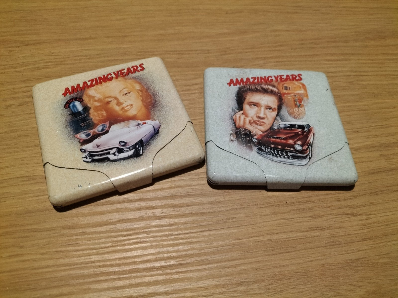 Set. 2 Vintage Marilyn Monroe & Elvis Presley Opbergdoosjes, Ophalen of Verzenden, Gebruikt
