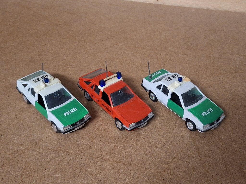 Opel Ascona C Polizei + Feuerwehr GAMA 1:43, Ophalen of Verzenden, Nieuw, Auto, Gama