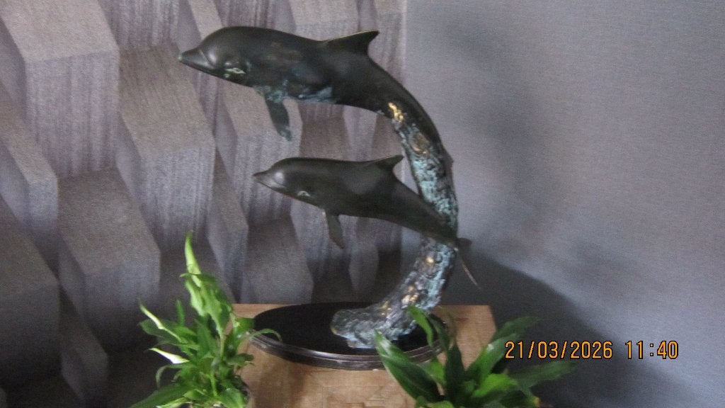 Mooi dolfijnen sculptuur ., Antiek en Kunst, Ophalen of Verzenden, Koper