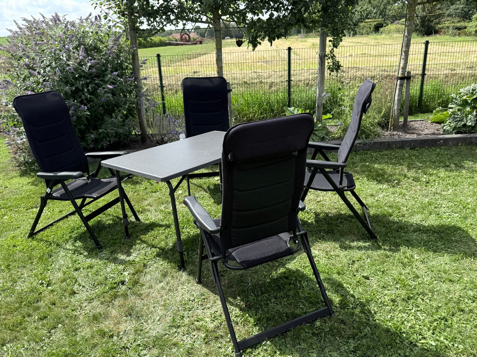 Obelink 3D Barones stoelen (4x) met voetensteunen en tafel, Caravans en Kamperen, Kampeermeubelen, Ophalen, Zo goed als nieuw