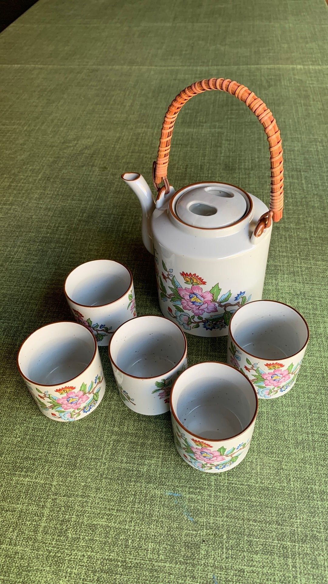 Vintage theepot met 5 kopjes, Ophalen of Verzenden