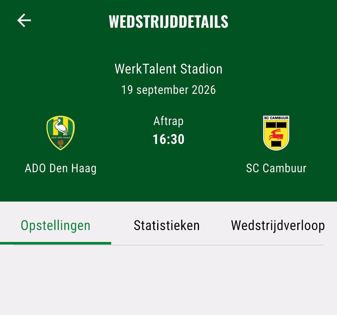 ADO Cambuur ticket 19/9, Losse kaart, Eén persoon, September