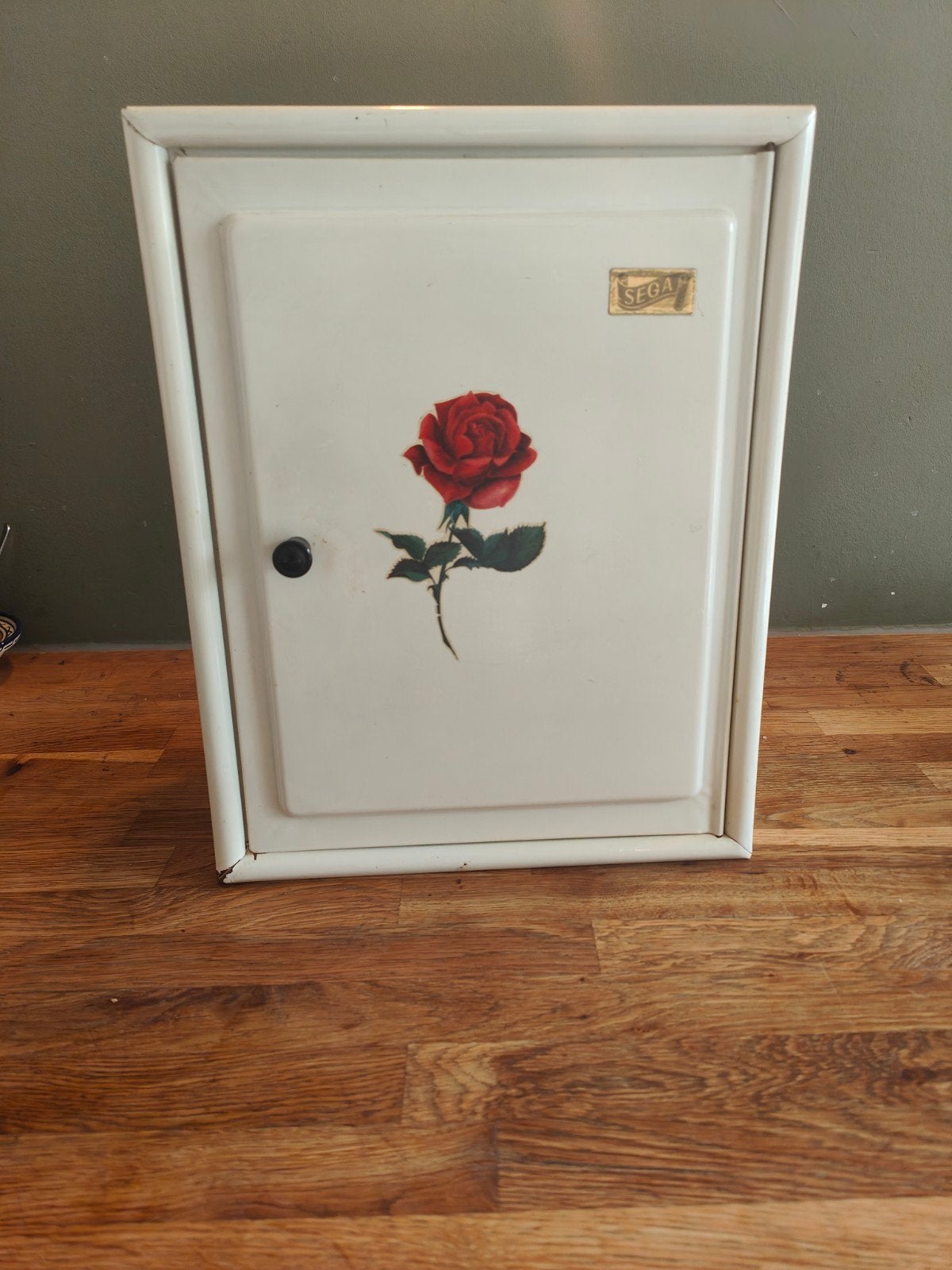 Vintage medicijnkastje van Sega met roosdecoratie, Antiek en Kunst, Antiek | Emaille, Ophalen of Verzenden