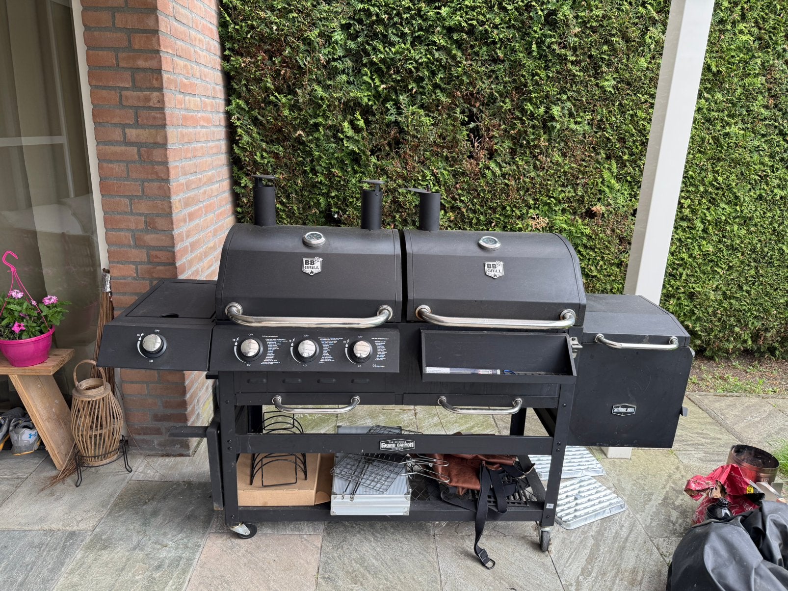 BBQ Grand canyon houtskool and gas bbq, Ophalen, Zo goed als nieuw