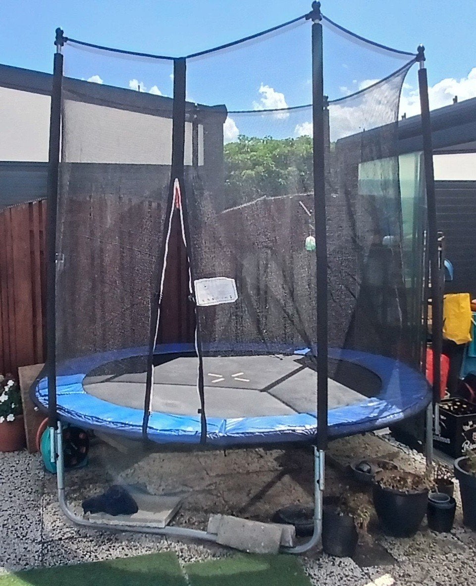 Ronde trampoline 2.5m met veiligheidsnet - Z.g.a.n., Ophalen, Zo goed als nieuw