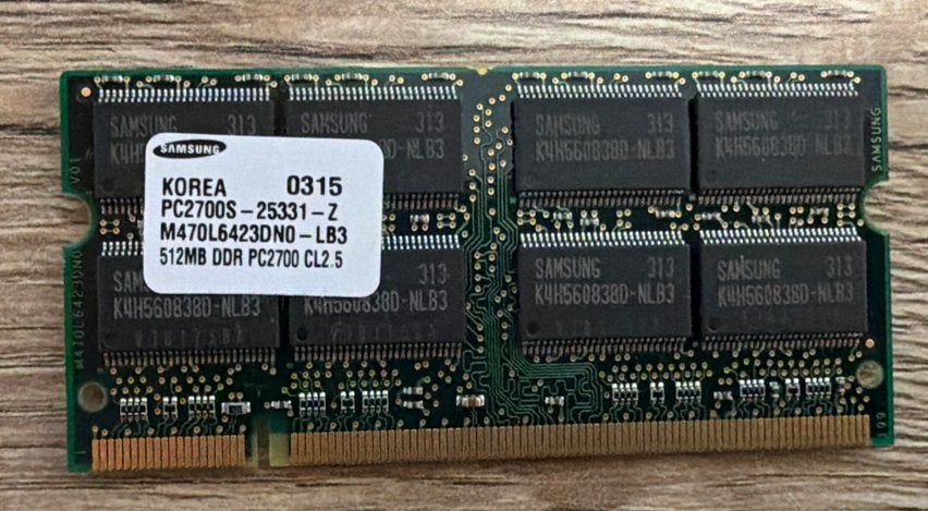 Samsung 512MB DDR PC2700 SO-DIMM –Apple PowerBook G4–Getest, Ophalen of Verzenden, DDR, Laptop, Gebruikt