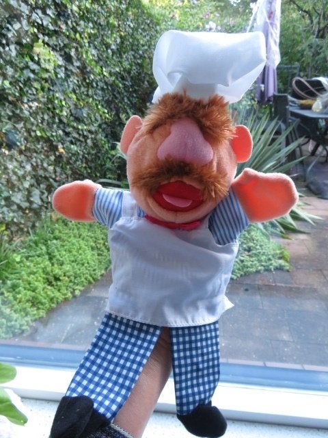 Handpop Swedish Chef van  The Muppets AH poppenkastpop kok, Albert Heijn, Overige typen, Ophalen of Verzenden, Zo goed als nieuw