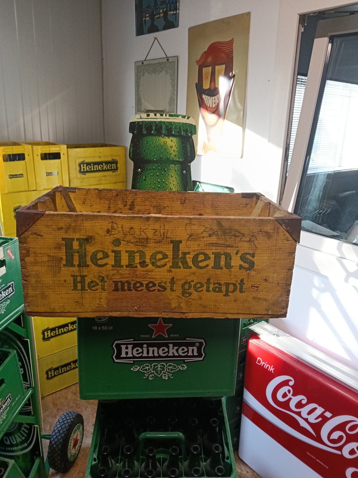 Vintage Heineken's Bier houten krat - Zeldzaam!, Verzamelen, Ophalen, Gebruikt, Overige typen, Heineken